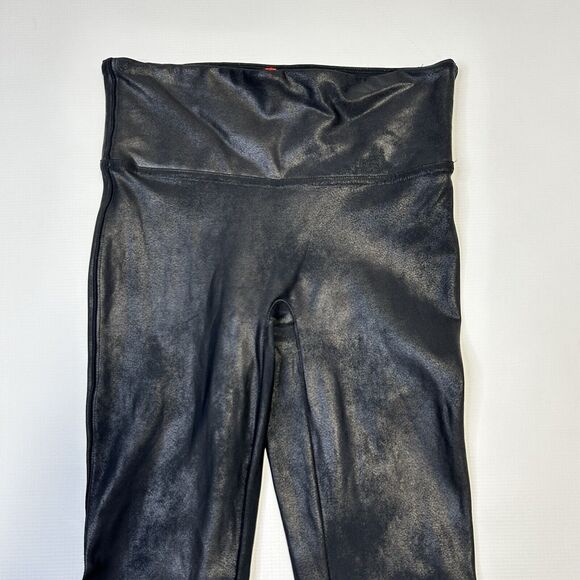 SPANX Faux Leather Black Power Waistband High Waist Leggings Womens Small 2437 - Picture 6 of 13